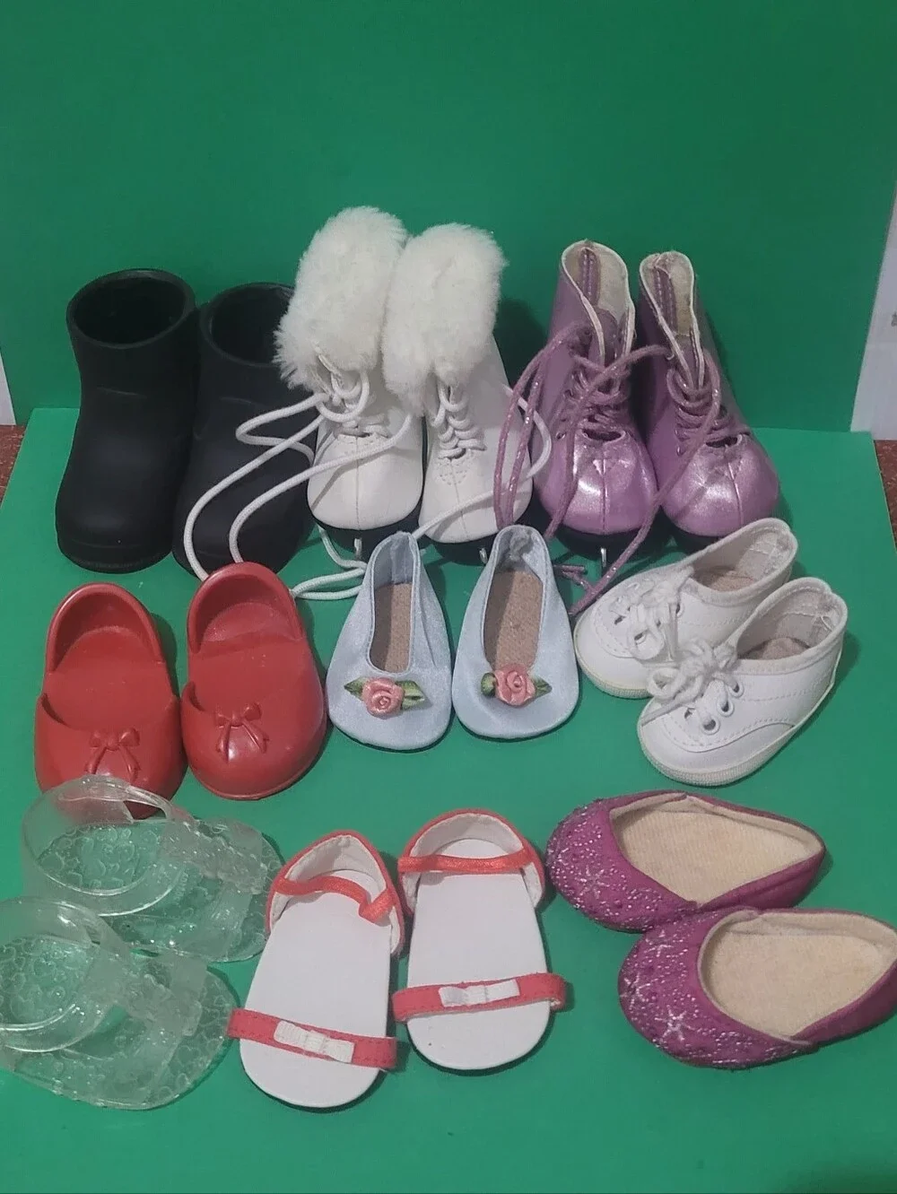 Vintage American Girl Doll Shoes Bundle Lot, Ice Skating, Boots, Canvas Sandal.